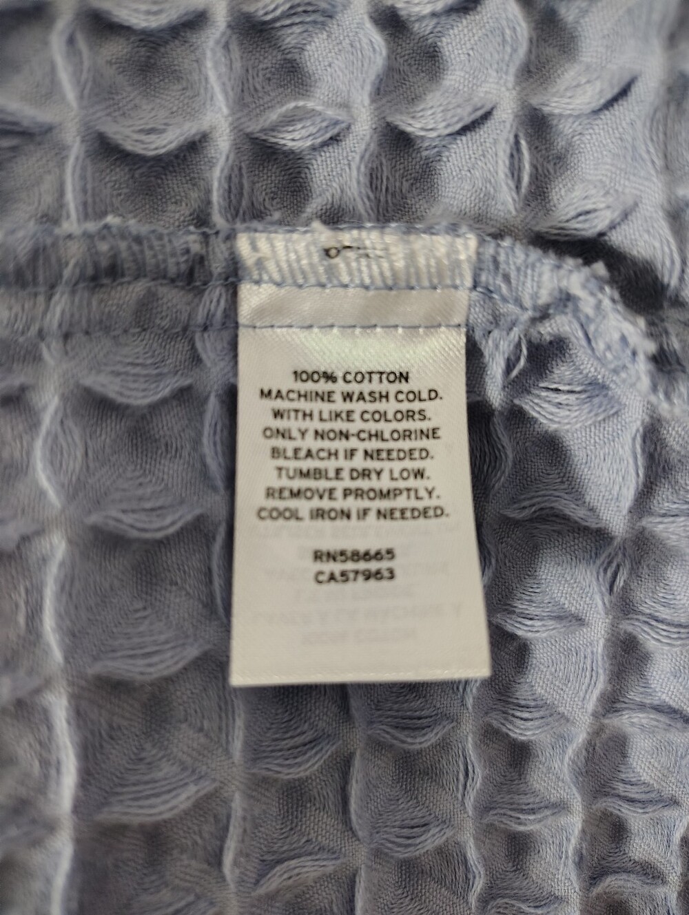 Nordstrom Everyday Waffle Cotton Short Robe Blue Stonewash S NWT - Picture 4 of 6
